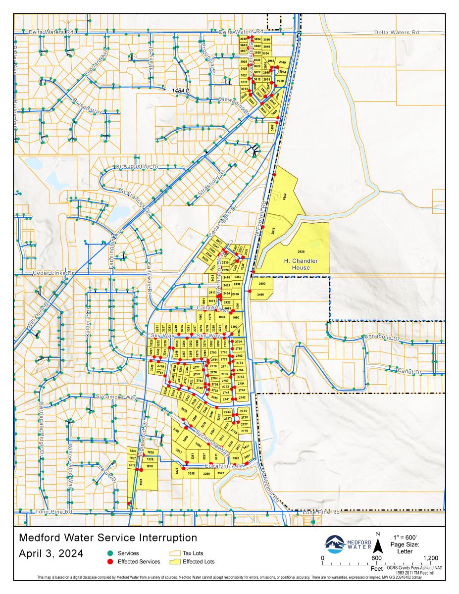 Map of impacted customers