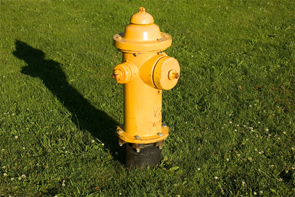 A yellow fire hydrant